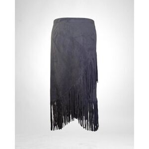 American West by Carolyn Pollack Black Faux Suede Fringe Skirt, NEW! Size 3X